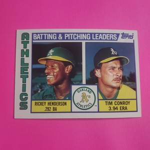 1984 Topps Athletics Team Leaders  Rickey Henderson Tim Conroy Oakland A's