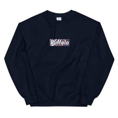 Buffalo Bills Supreme Zubaz Box Logo 90s Bills Mafia Throwback Unisex Sweatshirt - Image 1 of 2