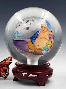 Sfera di cristallo importazione asiatica con supporto - tecnica di pittura inversa - Foto 1 di 24