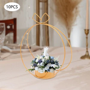10Pcs Metal Geometric Plant Rack Wedding Party Flowers Basket Gold Table Decor - Picture 1 of 15