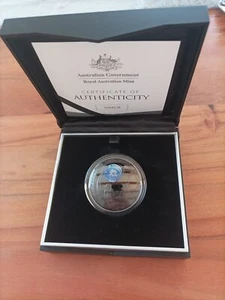 1 Oz Silber Mondlandung Gewölbt 2019 Black Nickel Coloriert - Bild 1 von 3