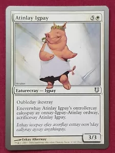Magic The Gathering UNHINGED ATINLAY IGPAY white card MTG - Picture 1 of 2