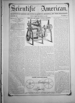 Scientific American, December 15, 1855. Drilling and Boring Machine, etc - Image 1 of 4