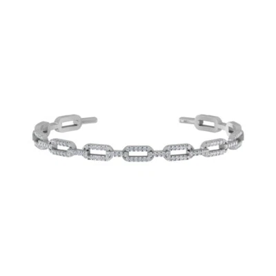 10k White Gold Lab Grown Diamond Fashion Bangle Bracelet For Women 7.5" - Image 1 of 4