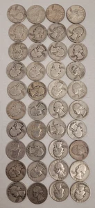 1932-1964 ONE ROLL (40 COINS) CIRCULATED WASHINGTON SILVER QUARTERS - Picture 1 of 4