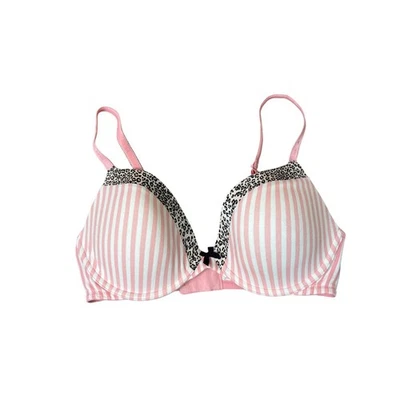 Victoria's Secret Pink Signature Stripes Lined Demi Underwire Cotton Bra SZ 36D  - Image 1 of 4