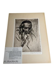 Grabado original de Joseph Margulies del rabino 'Patriarca' firmado arte judaico - Imagen 1 de 6