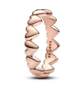 Anello Pandora Cuori – Argento Sterling 925 placcato Oro Rosa 14K – Misura 56 - Foto 1 di 10