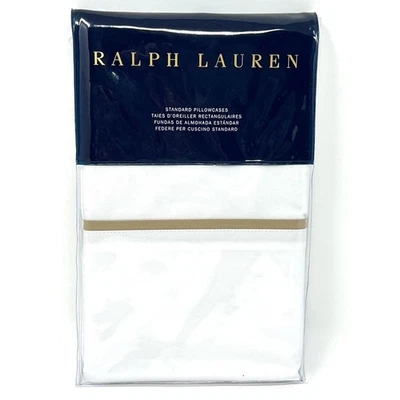 Fundas de almohada estándar de algodón percal Palmer Ralph Lauren gamuza bruñida nuevas en paquete Foto 1 de 4