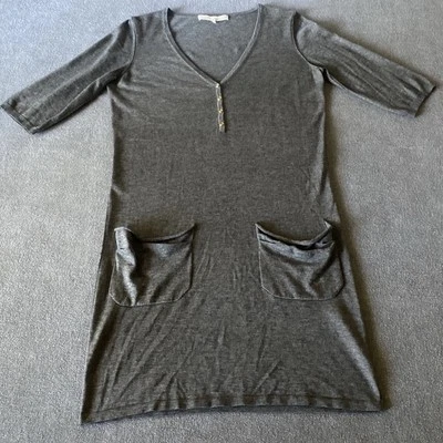 3.1 Phillip Lim Womens L Gray Silk Cashmere Sweater Dress 3/4 Sleeve Pockets EUC Foto 1 de 4