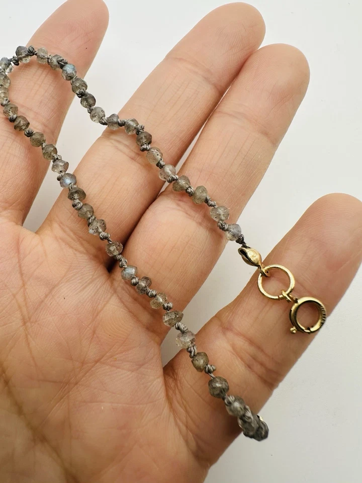 14k Gold Filled Natural Labradorite Beaded Bracelet 7.5” - Image 1 of 3