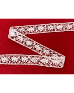 Passamaneria Tramezzo Bianco Merletto Pizzo Valencienne Disegno Fiore Alto 1 Cm  - Imagen 1 de 4