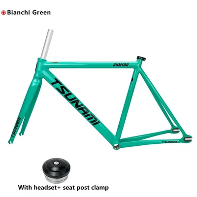Juego de cuadro de bicicleta de una sola velocidad de engranaje fijo 700C pista de carreras Fixie conjunto de cuadro de bicicleta Foto 1 de 4