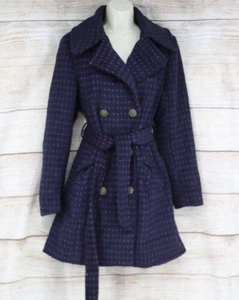 Xhilaration Womens Size Large Wool Mid Length Double Brest Coat Navy Blue - Picture 1 of 7