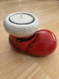 Vintage Style Christmas Mini Ceramic Santa Boot Candle Holder– 3” - Picture 1 of 4