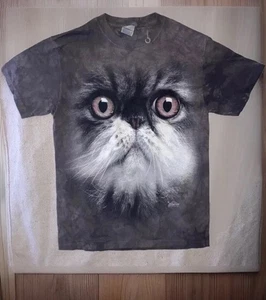 The Mountain Grumpy Cat Face T-Shirt Big Eyes Double Sided Tie Dye Men’s Small - Picture 1 of 7