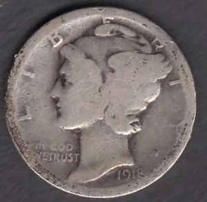 U.S. Mercury Dime 1918 - S gut - Bild 1 von 2