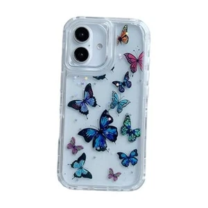 3 in 1 Clear Case for,3-Layer Pattern 3D Cute Girly iPhone 16 Plus Butterfly - Picture 1 of 8
