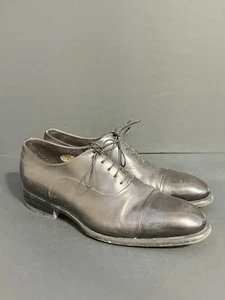 Santoni Shoes Mens Size 6 Black Cap Toe Oxford Lace Goodyear Welt Leather Dress - Picture 1 of 9