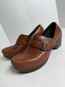 Dansko Brown Leather Clogs Comfort Nursing Service Shoes Size 38 Women - Picture 1 of 14