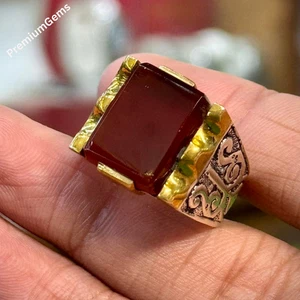 Anillo Yamani Aqeek/Akeek 100 % natural, anillo hecho a mano de plata de ley 925 - Imagen 1 de 6