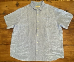 Camisa Tommy Bahama Relax Para Hombres 3XL 100% Lino Abotonada Manga Corta Bolsillo Azul - Imagen 1 de 8
