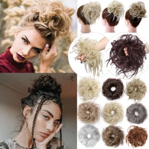 45 g disordinato panino scrunchie pezzo di capelli falso updo copertura estensioni capelli chignon ricci US - Foto 1 di 35