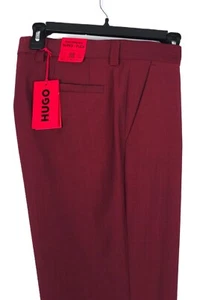 Hugo Boss Men's Modern-Fit Stretch Wool Suit Pants Dark Red Solid 36x32 NWT - Picture 1 of 5