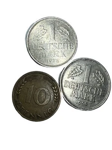 1950-1966 3German Coin Lot 1 Deutsche Mark, 10 Pfennig MS Collectibles - Picture 1 of 9