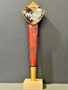 Pete's Wicked Ale 10.75" Beer Tap Handle 2-Sided on Wood Display Base - Picture 1 of 5