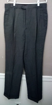 BACHRACH Size 36x32 Men's Dress Pleated Pants Cuffed Gray - Image 1 of 4
