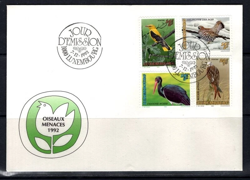 Luxembourg 1992 birds FDC - Image 1 of 1