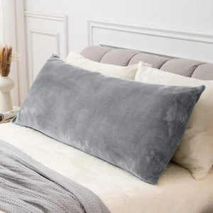 Luxury Fluffy Plush Long Body Pillow Pillowcase for Fall and Winter (Gray) - Picture 1 of 2
