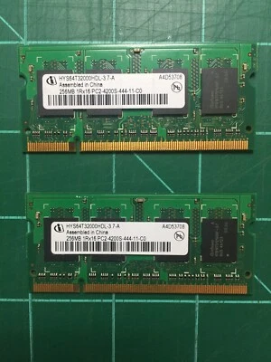 256MB PC2-4200 HYS64T32000HDL-3.7-A - (256MB x 2) - 533MHz 200-pin laptop ram - Image 1 of 3