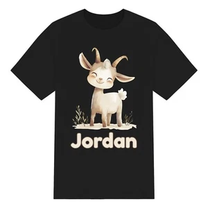 Linda camiseta personalizada acuarela cabra niños para niños y niñas. Unisex. Personalizado - Imagen 1 de 10