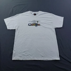Google Shirt Mens Large White Space Needle Seattle Vintage Dead Stock Beefy Y2K - Picture 1 of 10