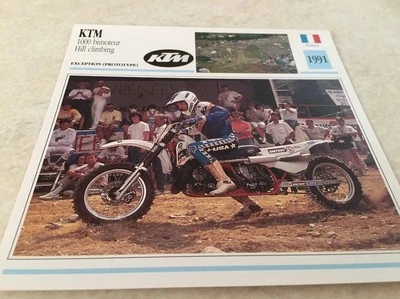 Tarjeta Moto KTM 1000 Motovelero Aeronave Hill Climbing 1991 Colección Atlas Fr - Imagen 1 de 2