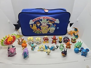 21 Pokemon Small Figure Collect Set TOMY Wth Vintage Pocket Monsters Pouch Rare - Picture 1 of 24