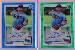 FORD PROCTOR - 2019 Bowman Prospect Chrome Green /99 & Blue /150 AUTOs - Rays RC - Picture 1 of 2
