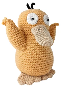 Pokemon Amigurumi PSYDUCK uncinetto 10" peluche peluche giocattolo ADORABILE - Foto 1 di 9