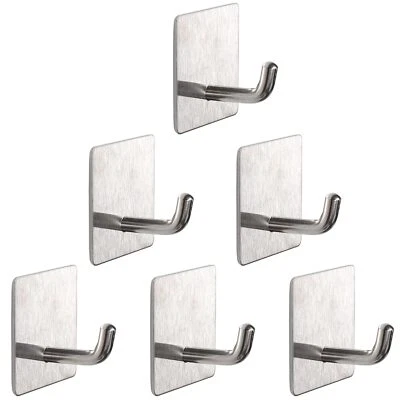 Ganchos para toallas de baño autoadhesivos para abrigo/ropa 6 piezas sin perforación resistente Foto 1 de 4