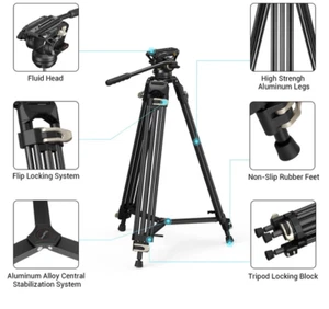 SmallRig AD-01 Manfrotto Tripod 73"Heavy-Duty Tripod Stand Video Fluid Head-3751 - Picture 1 of 11