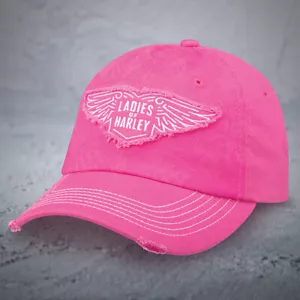 Harley Davidson HOG Gorra de bola NEW NICE NWT NEW DISTRESSED PINK CAP LADIES - Imagen 1 de 2