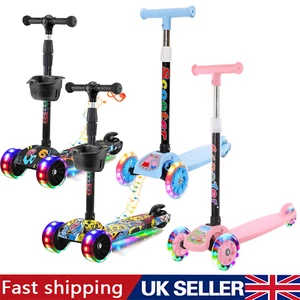 Adjustable Kids scooter 3 wheels kids kick push Flashing Led Light Up For Gift🎁 - Picture 1 of 33