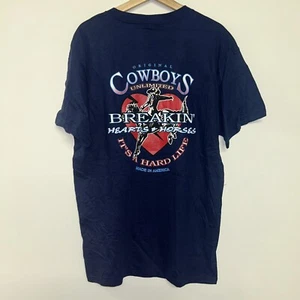 T-shirt vintage anni '90 Cowboys illimitata, Deadstock Nuova con etichette, Taglia Large - Foto 1 di 3
