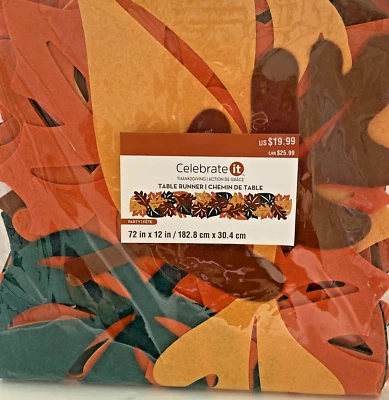 Thanksgiving Fall Autumn Table Runner with Cut Outs Orange Felt NWT - Image 1 of 3