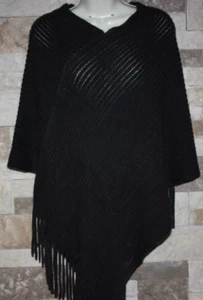 Women's Time & Tru Poncho Black Knit Sweater Size S-M - Picture 1 of 3
