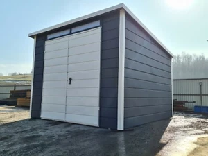 Blechgarage Garage Einzelgarage Metallgarage 3x3 m verzinkt mit Aufbau - Bild 1 von 9