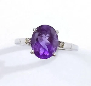 Handmade 925 Sterling Silver Natural Amethyst Ring Oval Cut Purple Gemstone Ring - Picture 1 of 4