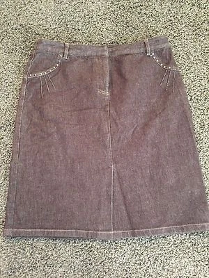 Women's Kenneth Cole New York Denim Jean Skirt Size 8 Brown EUC - Image 1 of 4